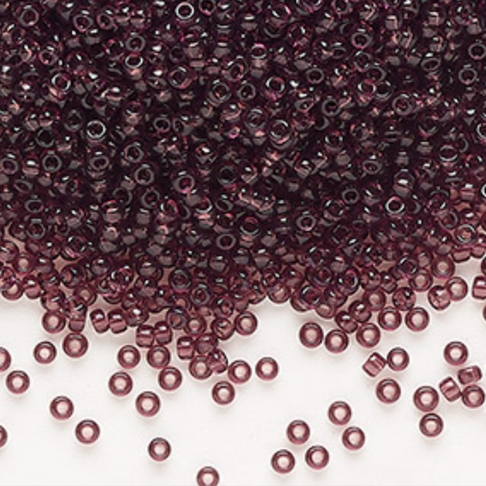 5/$15 Seed Bead Czech Glass Transparent Dark Smoky Amethyst Tube